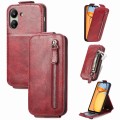 For Xiaomi Redmi 13C Zipper Wallet Vertical Flip Leather Phone Case(Red)