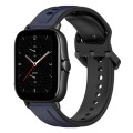 For Amazfit GTS 2E 20mm Convex Loop Two-Color Silicone Watch Band(Midnight Blue + Black)