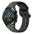 For Huawei Watch GT2 42mm 20mm Convex Loop Two-Color Silicone Watch Band(Dark Green+Black)