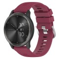 For Garmin Venu SQ 20mm Cross Textured Solid Color Silicone Watch Band(Wine Red)