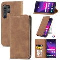 For Samsung Galaxy S24 Ultra 5G Retro Skin Feel Magnetic Leather Phone Case(Brown)