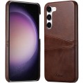For Samsung Galaxy S23 5G teni Calf Texture Back Cover Phone Case with Card Slots(Brown)
