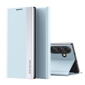 For Samsung Galaxy A24 4G Side Electroplated Adsorption Leather Phone Case(Light Blue)