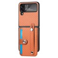 For Samsung Galaxy Z Flip3 5G Wristband Kickstand Card Wallet Back Cover Phone Case(Brown)