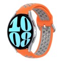 For Samsung Galaxy Watch 6 44mm 20mm Perforated Breathable Sports Silicone Watch Band(Orange+Grey)