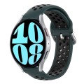 For Samsung Galaxy Watch 6 44mm 20mm Perforated Breathable Sports Silicone Watch Band(Olive Green+Bl