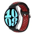 For Samsung Galaxy Watch 6 44mm 20mm Perforated Breathable Sports Silicone Watch Band(Black+ Red)