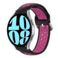 For Samsung Galaxy Watch 6 44mm 20mm Perforated Breathable Sports Silicone Watch Band(Black+Rose Red