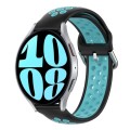For Samsung Galaxy Watch 6 44mm 20mm Perforated Breathable Sports Silicone Watch Band(Black+Blue)