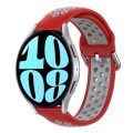 For Samsung Galaxy Watch 6 44mm 20mm Perforated Breathable Sports Silicone Watch Band(Red+Grey)