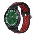 For Samsung Galaxy Watch 6 Classic 47mm 20mm Perforated Breathable Sports Silicone Watch Band(Black+