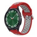 For Samsung Galaxy Watch 6 Classic 47mm 20mm Perforated Breathable Sports Silicone Watch Band(Red+Gr