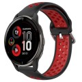 For Garmin Venu 2 Plus 20mm Perforated Breathable Sports Silicone Watch Band(Black+ Red)