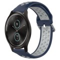 For Garmin VivoMove Style 20mm Perforated Breathable Sports Silicone Watch Band(Midnight Blue + Gray