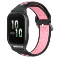 For Garmin Forerunner Sq2 20mm Perforated Breathable Sports Silicone Watch Band(Black+Pink)