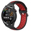 For Huawei Watch GT Runner 22mm Perforated Breathable Sports Silicone Watch Band(Black+ Red)