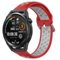 For Huawei Watch GT Runner 22mm Perforated Breathable Sports Silicone Watch Band(Red+Grey)