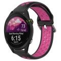 For Garmin Forerunner 255 22mm Perforated Breathable Sports Silicone Watch Band(Black+Rose Red)