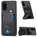For Samsung Galaxy S20+ Carbon Fiber Wallet Flip Card K-shaped Holder Phone Case(Black)