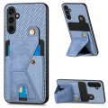 For Samsung Galaxy A14 5G Carbon Fiber Wallet Flip Card K-shaped Holder Phone Case(Blue)