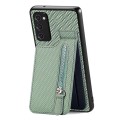 For Samsung Galaxy S20 Ultra Carbon Fiber Vertical Flip Zipper Wallet Phone Case(Green)