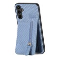 For Samsung Galaxy A14 5G Carbon Fiber Vertical Flip Zipper Wallet Phone Case(Blue)