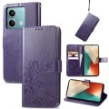 For Xiaomi Redmi Note 13 5G Four-leaf Clasp Embossed Leather Phone Case(Purple)