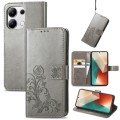 For Xiaomi Redmi Note 13 4G Four-leaf Clasp Embossed Leather Phone Case(Gray)