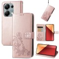 For Xiaomi Redmi  Note 13 Pro 4G Four-leaf Clasp Embossed Leather Phone Case(Rose Gold)