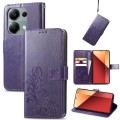 For Xiaomi Redmi  Note 13 Pro 4G Four-leaf Clasp Embossed Leather Phone Case(Purple)