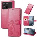 For Xiaomi Redmi K70E Four-leaf Clasp Embossed Leather Phone Case(Magenta)