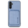 For Samsung Galaxy A54 5G Carbon Fiber Leather Card Magsafe Magnetic Phone Case(Blue)