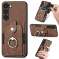 For Samsung Galaxy S23+ 5G Retro Skin-feel Ring Card Wallet Phone Case(Brown)