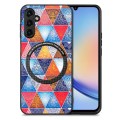 For Samsung Galaxy A34 5G Colored Drawing Leather Skin Magnetic Back Cover Phone Case(Rhombus Mandal