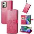 For Motorola Moto G54 5G Four-leaf Clasp Embossed Leather Phone Case(Magenta)