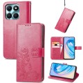 For Honor X6A Four-leaf Clasp Embossed Leather Phone Case(Magenta)