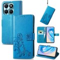For Honor X6A Four-leaf Clasp Embossed Leather Phone Case(Blue)