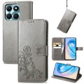 For Honor X6A Four-leaf Clasp Embossed Leather Phone Case(Gray)