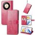 For Honor X9b Four-leaf Clasp Embossed Leather Phone Case(Magenta)