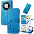 For Honor X9b Four-leaf Clasp Embossed Leather Phone Case(Blue)