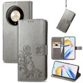 For Honor X9b Four-leaf Clasp Embossed Leather Phone Case(Gray)