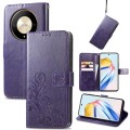 For Honor X9b Four-leaf Clasp Embossed Leather Phone Case(Purple)