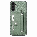 For Samsung Galaxy A34 5G Wristband Kickstand Card Wallet Back Cover Phone Case with Tool Knife(Gree
