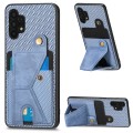 For Samsung Galaxy A32 5G Carbon Fiber Wallet Flip Card K-shaped Holder Phone Case(Blue)