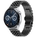 For Huawei Watch GT3 46mm Five Bull Half Round Stainless Steel Watch Band + Strap Removal Tool(Black