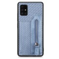 For Samsung Galaxy A51 5G Carbon Fiber Horizontal Flip Zipper Wallet Phone Case(Blue)