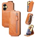 For Realme C55 Zipper Wallet Vertical Flip Leather Phone Case(Brown)