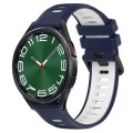 For Samsung Galaxy Watch 6 Classic 47mm 20mm Sports Two-Color Silicone Watch Band(Midnight Blue+Whit