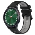 For Samsung Galaxy Watch 6 Classic 43mm 20mm Sports Two-Color Silicone Watch Band(Black+Grey)