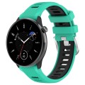 For Samsung Galaxy Watch 6 40mm 20mm Sports Two-Color Steel Buckle Silicone Watch Band(Lake Blue+Bla